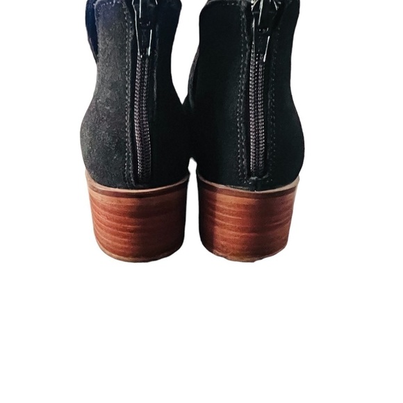 STEVEN Madden Black Suede Leather Chunky Heel Zip Boot Size 8 - Picture 3 of 7